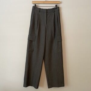 NWT Aritzia Babaton Spotlight Wide Leg Cargo Pants Gray 6 High Rise Full Length